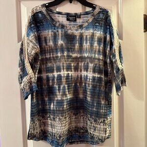 Onque Casuals Blue and Brown Patterned Tunic